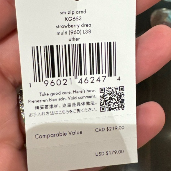 ♠️kate spade Strawberry Dreams Small Zip Around Bifold Wallet NWT - Picture 5 of 6